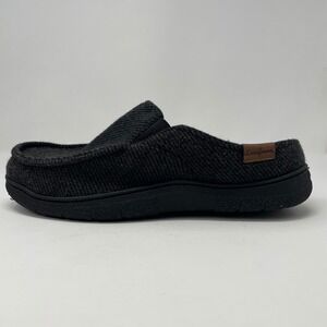Dearfoams Mens Clog Slippers Charcoal Grey Herringbone Plaid Lined Size L 11-12